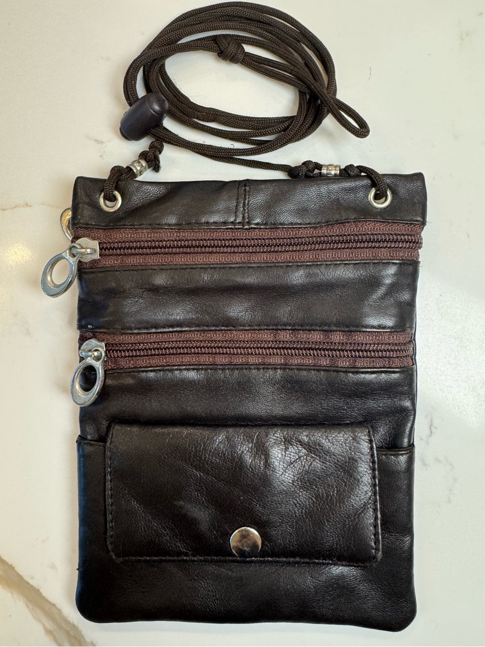 Leather Crossbody Travel Neck Pouch Passport Phone Bag Genuine Leather Marshal
